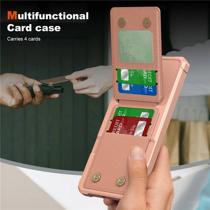 ZM11 For Samsung Galaxy S24 Case Kickstand Leather Coated TPU Phone Cover with Card Slots