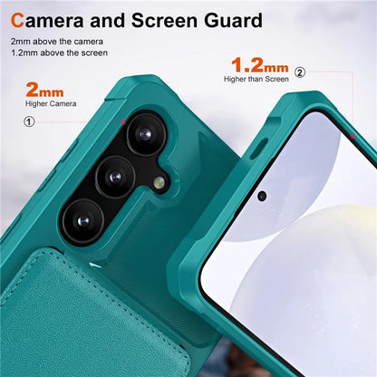 ZM11 For Samsung Galaxy S24 Case Kickstand Leather Coated TPU Phone Cover with Card Slots