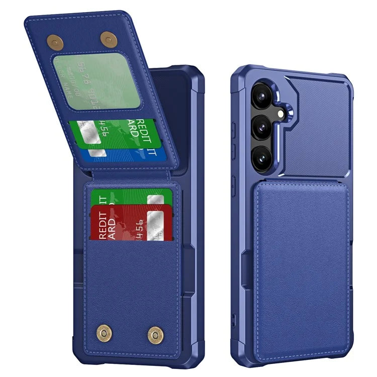 ZM11 For Samsung Galaxy S24 Case Kickstand Leather Coated TPU Phone Cover with Card Slots