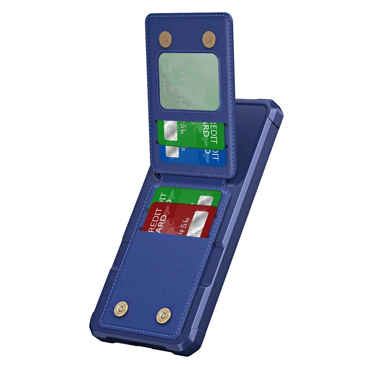 ZM11 For Samsung Galaxy S24 Case Kickstand Leather Coated TPU Phone Cover with Card Slots