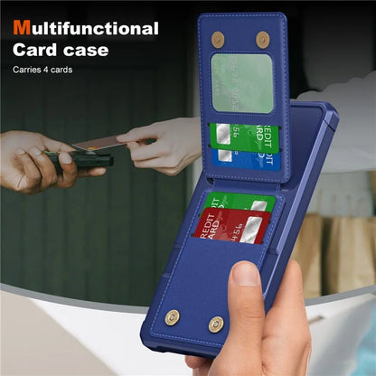 ZM11 For Samsung Galaxy S24 Case Kickstand Leather Coated TPU Phone Cover with Card Slots