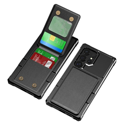 ZM11 For Samsung Galaxy S24 Ultra Case Leather+TPU Phone Cover with Card Holder