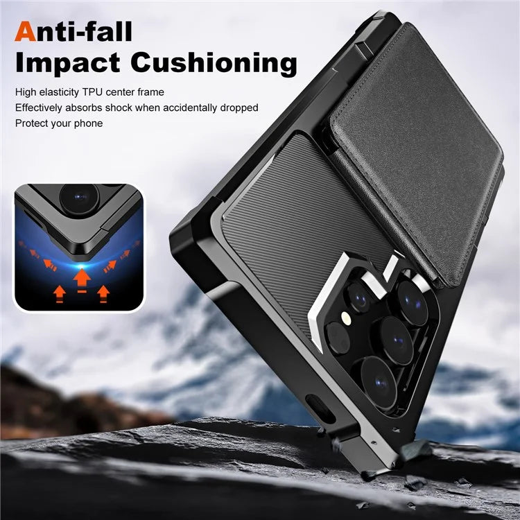 ZM11 For Samsung Galaxy S24 Ultra Case Leather+TPU Phone Cover with Card Holder