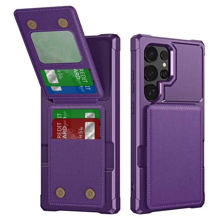ZM11 For Samsung Galaxy S24 Ultra Case Leather+TPU Phone Cover with Card Holder