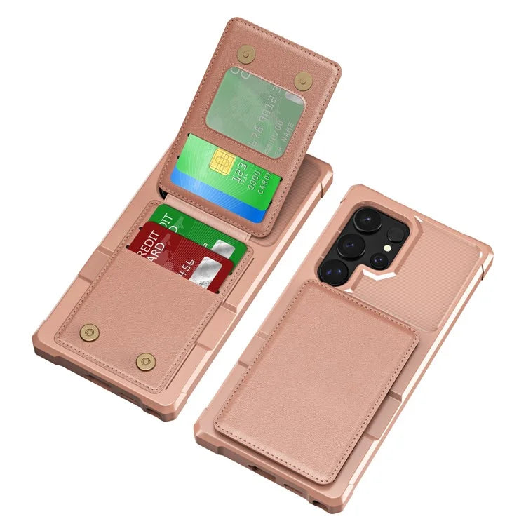 ZM11 For Samsung Galaxy S24 Ultra Case Leather+TPU Phone Cover with Card Holder