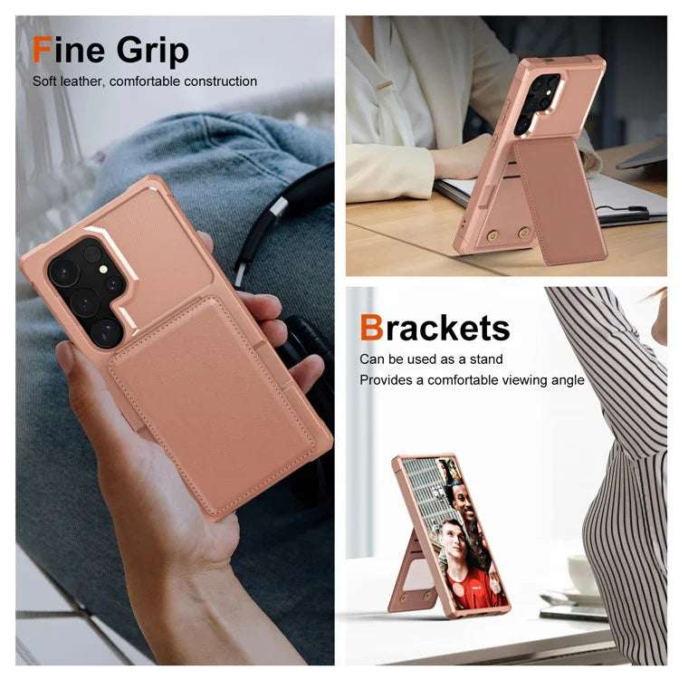 ZM11 For Samsung Galaxy S24 Ultra Case Leather+TPU Phone Cover with Card Holder