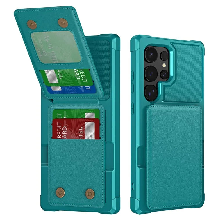 ZM11 For Samsung Galaxy S24 Ultra Case Leather+TPU Phone Cover with Card Holder