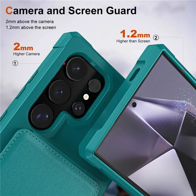 ZM11 For Samsung Galaxy S24 Ultra Case Leather+TPU Phone Cover with Card Holder