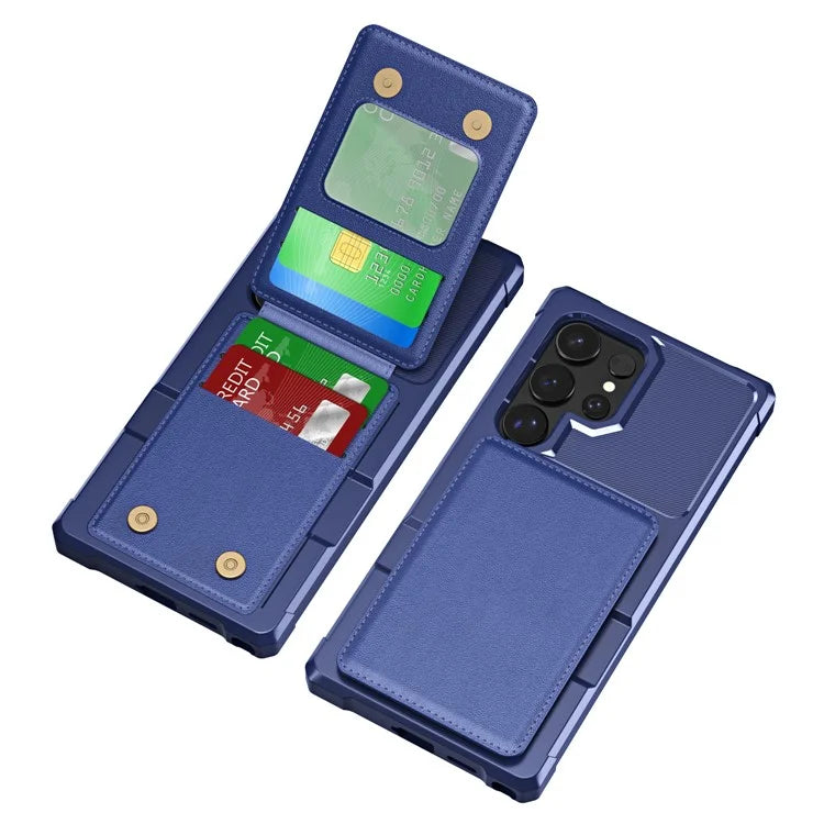 ZM11 For Samsung Galaxy S24 Ultra Case Leather+TPU Phone Cover with Card Holder