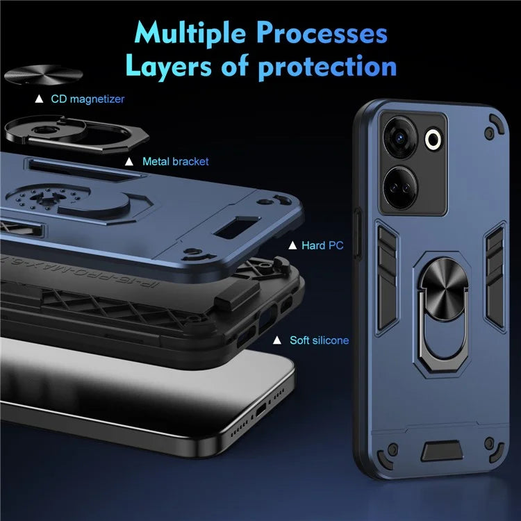 For TECNO Camon 20 Pro 4G Case PC+TPU Armor Phone Cover with Kickstand
