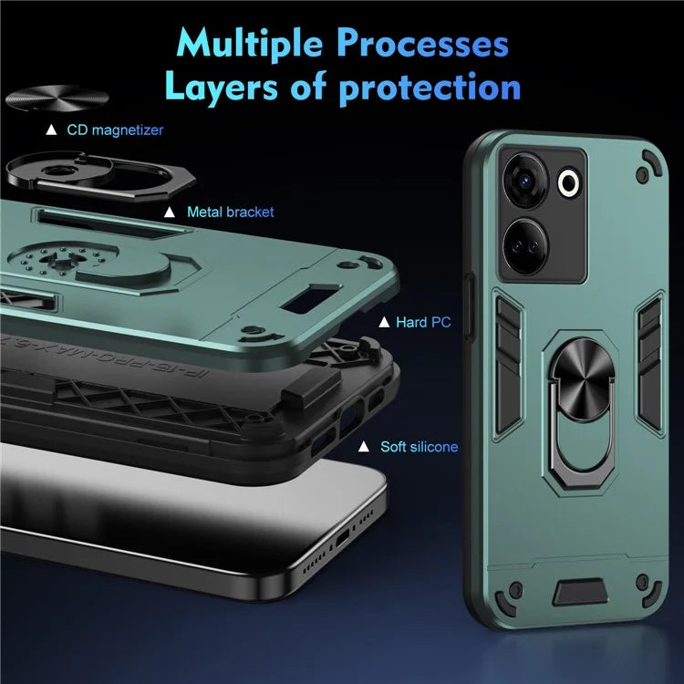 For TECNO Camon 20 Pro 4G Case PC+TPU Armor Phone Cover with Kickstand