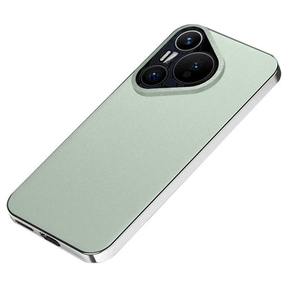 For Huawei Pura 70 Case Electroplating TPU + Leather Phone Back Cover