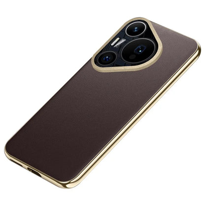 For Huawei Pura 70 Pro / Pura 70 Pro+ Magnetic Case Electroplating Leather Coated TPU Phone Cover