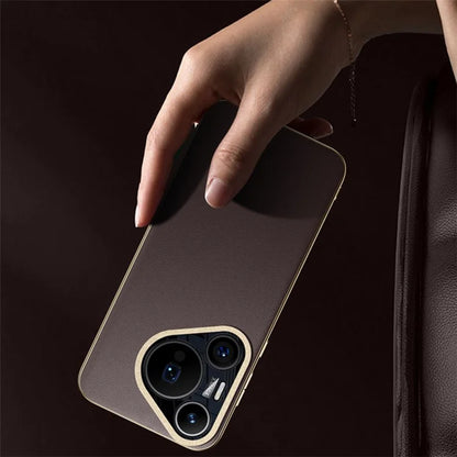 For Huawei Pura 70 Pro / Pura 70 Pro+ Magnetic Case Electroplating Leather Coated TPU Phone Cover