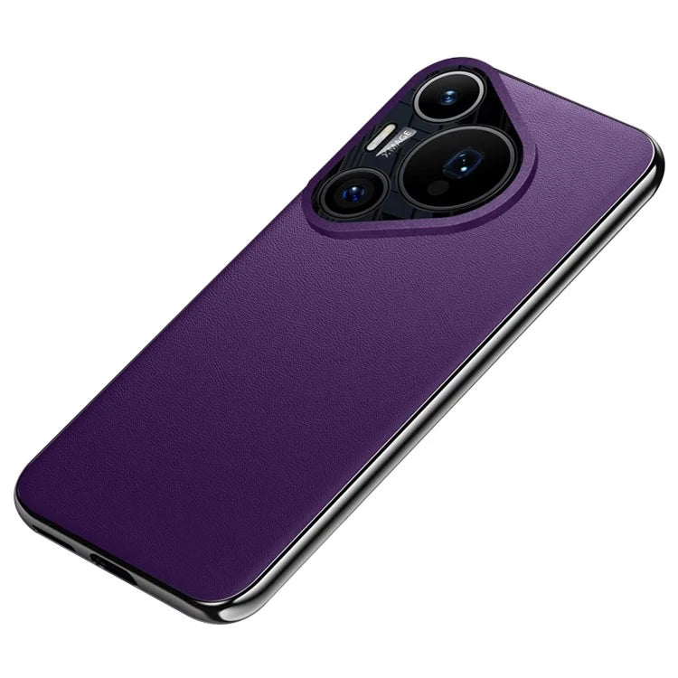 For Huawei Pura 70 Pro / Pura 70 Pro+ Magnetic Case Electroplating Leather Coated TPU Phone Cover