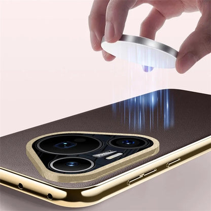 For Huawei Pura 70 Pro / Pura 70 Pro+ Magnetic Case Electroplating Leather Coated TPU Phone Cover