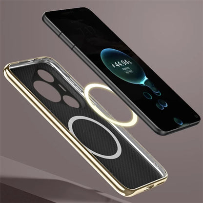 For Huawei Pura 70 Pro / Pura 70 Pro+ Magnetic Case Electroplating Leather Coated TPU Phone Cover