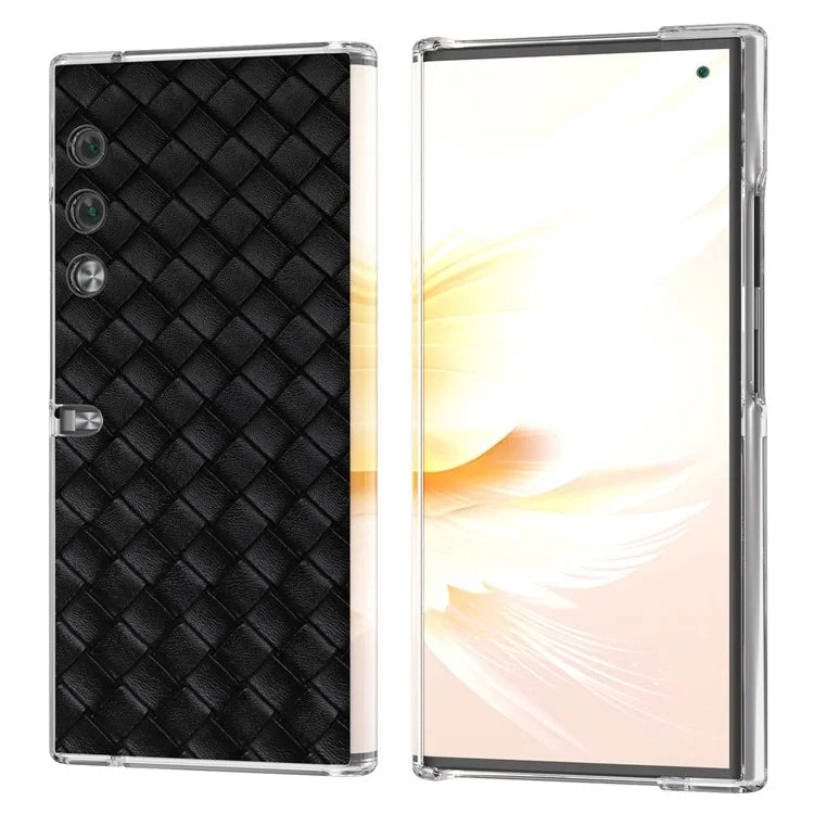 For Honor V Purse Case Woven Texture PU Leather+PC Phone Cover with Clear Edge