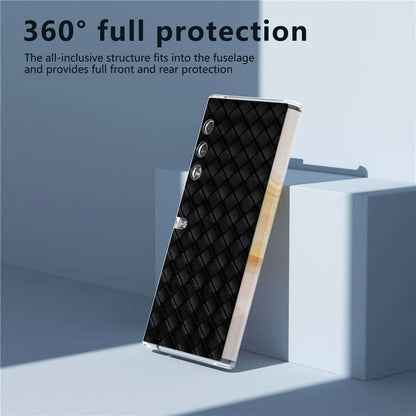 For Honor V Purse Case Woven Texture PU Leather+PC Phone Cover with Clear Edge