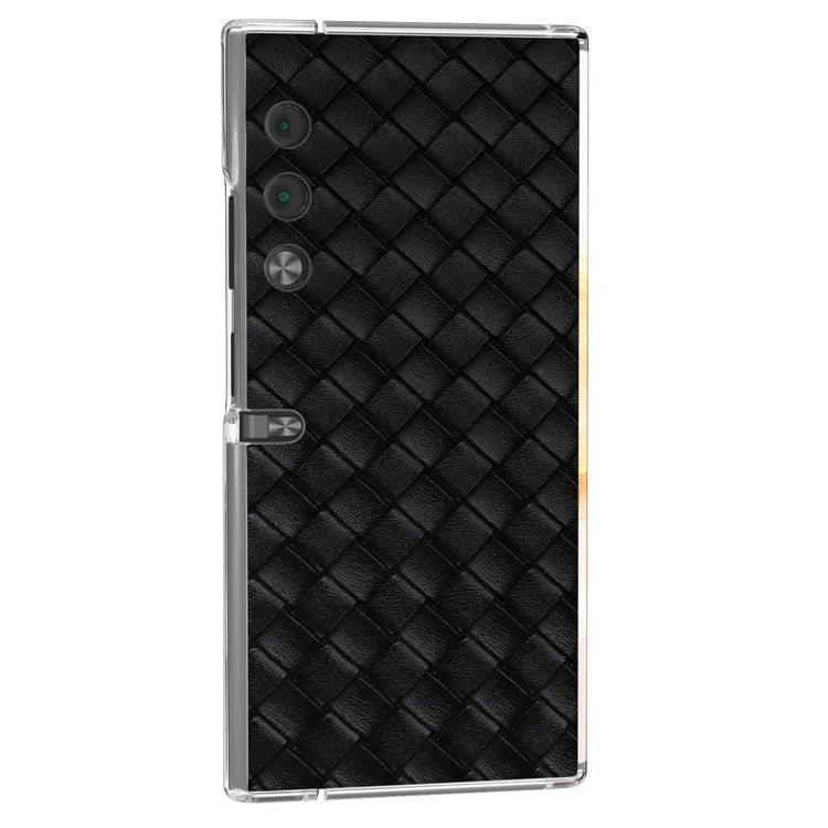 For Honor V Purse Case Woven Texture PU Leather+PC Phone Cover with Clear Edge