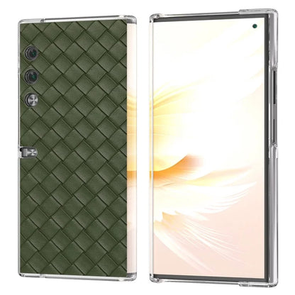 For Honor V Purse Case Woven Texture PU Leather+PC Phone Cover with Clear Edge