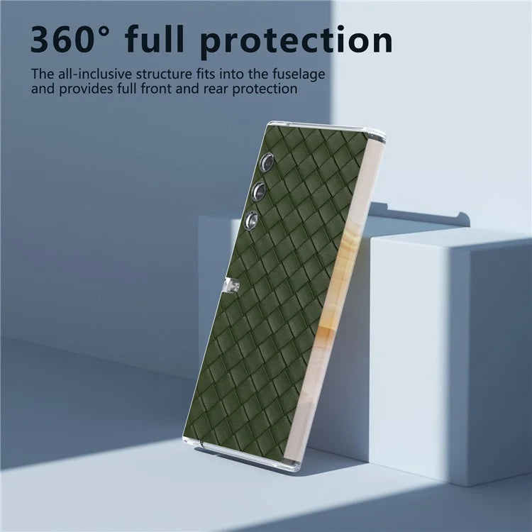 For Honor V Purse Case Woven Texture PU Leather+PC Phone Cover with Clear Edge