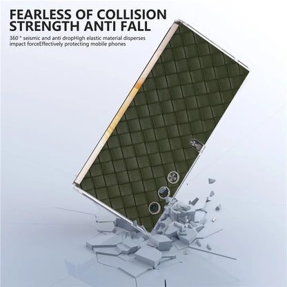 For Honor V Purse Case Woven Texture PU Leather+PC Phone Cover with Clear Edge