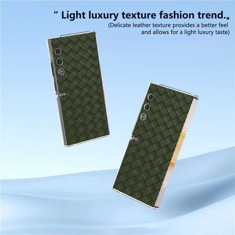 For Honor V Purse Case Woven Texture PU Leather+PC Phone Cover with Clear Edge
