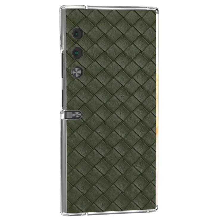 For Honor V Purse Case Woven Texture PU Leather+PC Phone Cover with Clear Edge
