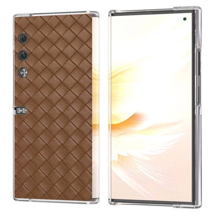 For Honor V Purse Case Woven Texture PU Leather+PC Phone Cover with Clear Edge