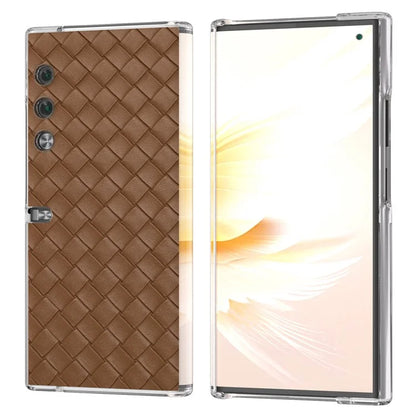 For Honor V Purse Case Woven Texture PU Leather+PC Phone Cover with Clear Edge