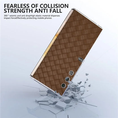 For Honor V Purse Case Woven Texture PU Leather+PC Phone Cover with Clear Edge