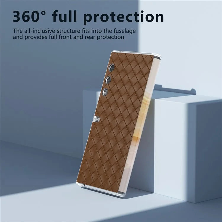 For Honor V Purse Case Woven Texture PU Leather+PC Phone Cover with Clear Edge