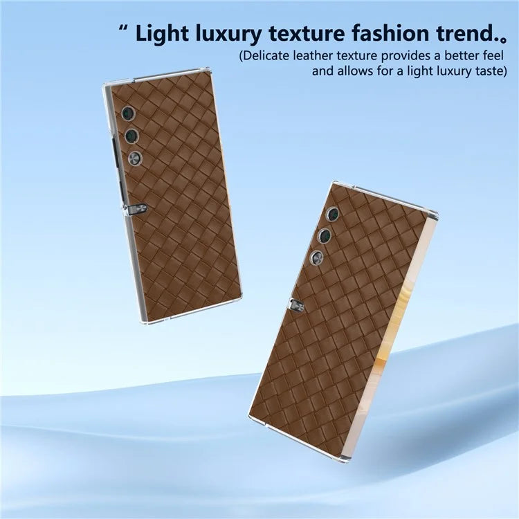 For Honor V Purse Case Woven Texture PU Leather+PC Phone Cover with Clear Edge