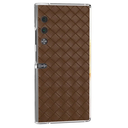 For Honor V Purse Case Woven Texture PU Leather+PC Phone Cover with Clear Edge