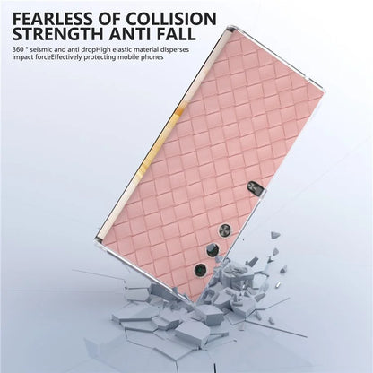 For Honor V Purse Case Woven Texture PU Leather+PC Phone Cover with Clear Edge