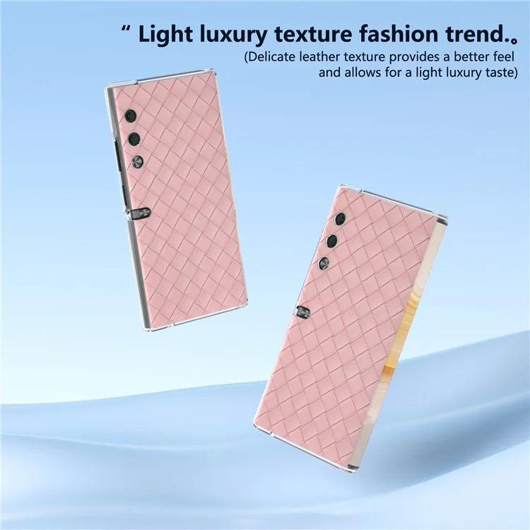 For Honor V Purse Case Woven Texture PU Leather+PC Phone Cover with Clear Edge