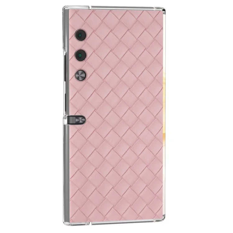 For Honor V Purse Case Woven Texture PU Leather+PC Phone Cover with Clear Edge