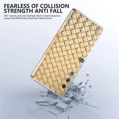 For Honor V Purse Case Woven Texture PU Leather+PC Phone Cover with Clear Edge