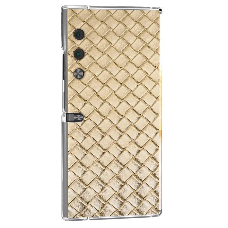 For Honor V Purse Case Woven Texture PU Leather+PC Phone Cover with Clear Edge