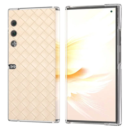 For Honor V Purse Case Woven Texture PU Leather+PC Phone Cover with Clear Edge