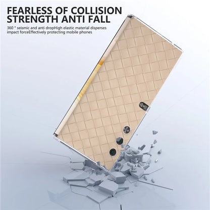 For Honor V Purse Case Woven Texture PU Leather+PC Phone Cover with Clear Edge