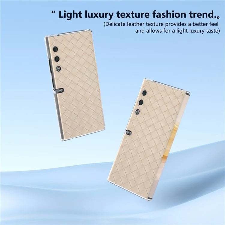 For Honor V Purse Case Woven Texture PU Leather+PC Phone Cover with Clear Edge