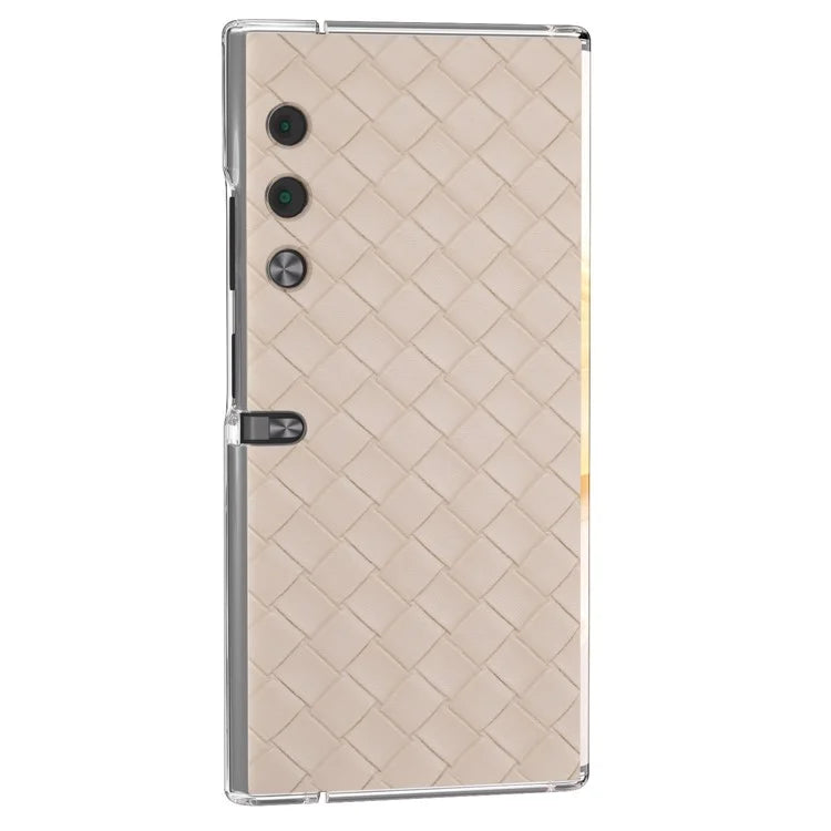 For Honor V Purse Case Woven Texture PU Leather+PC Phone Cover with Clear Edge