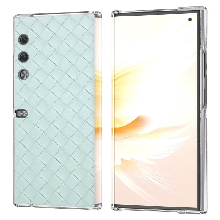 For Honor V Purse Case Woven Texture PU Leather+PC Phone Cover with Clear Edge