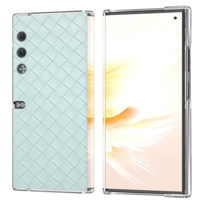 For Honor V Purse Case Woven Texture PU Leather+PC Phone Cover with Clear Edge