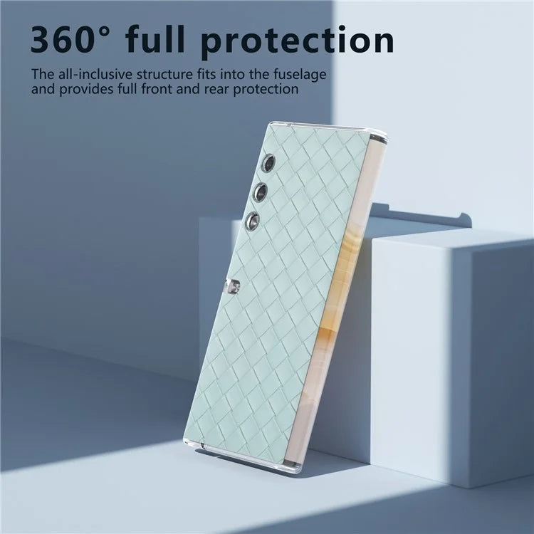 For Honor V Purse Case Woven Texture PU Leather+PC Phone Cover with Clear Edge