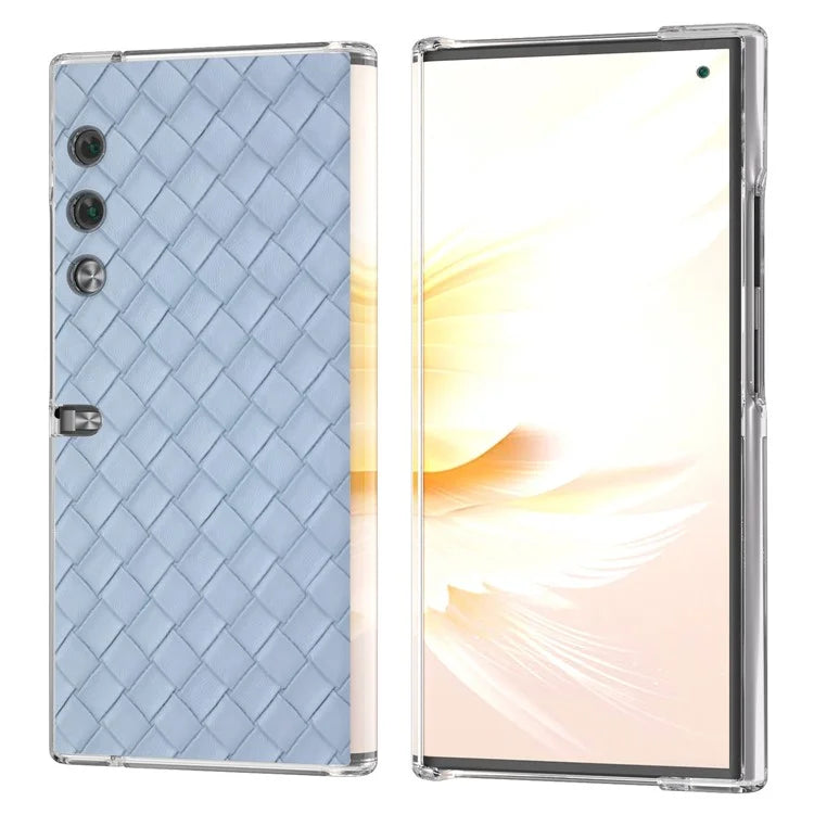 For Honor V Purse Case Woven Texture PU Leather+PC Phone Cover with Clear Edge