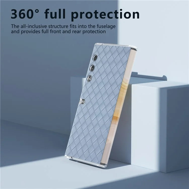For Honor V Purse Case Woven Texture PU Leather+PC Phone Cover with Clear Edge