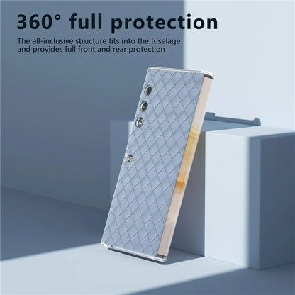 For Honor V Purse Case Woven Texture PU Leather+PC Phone Cover with Clear Edge